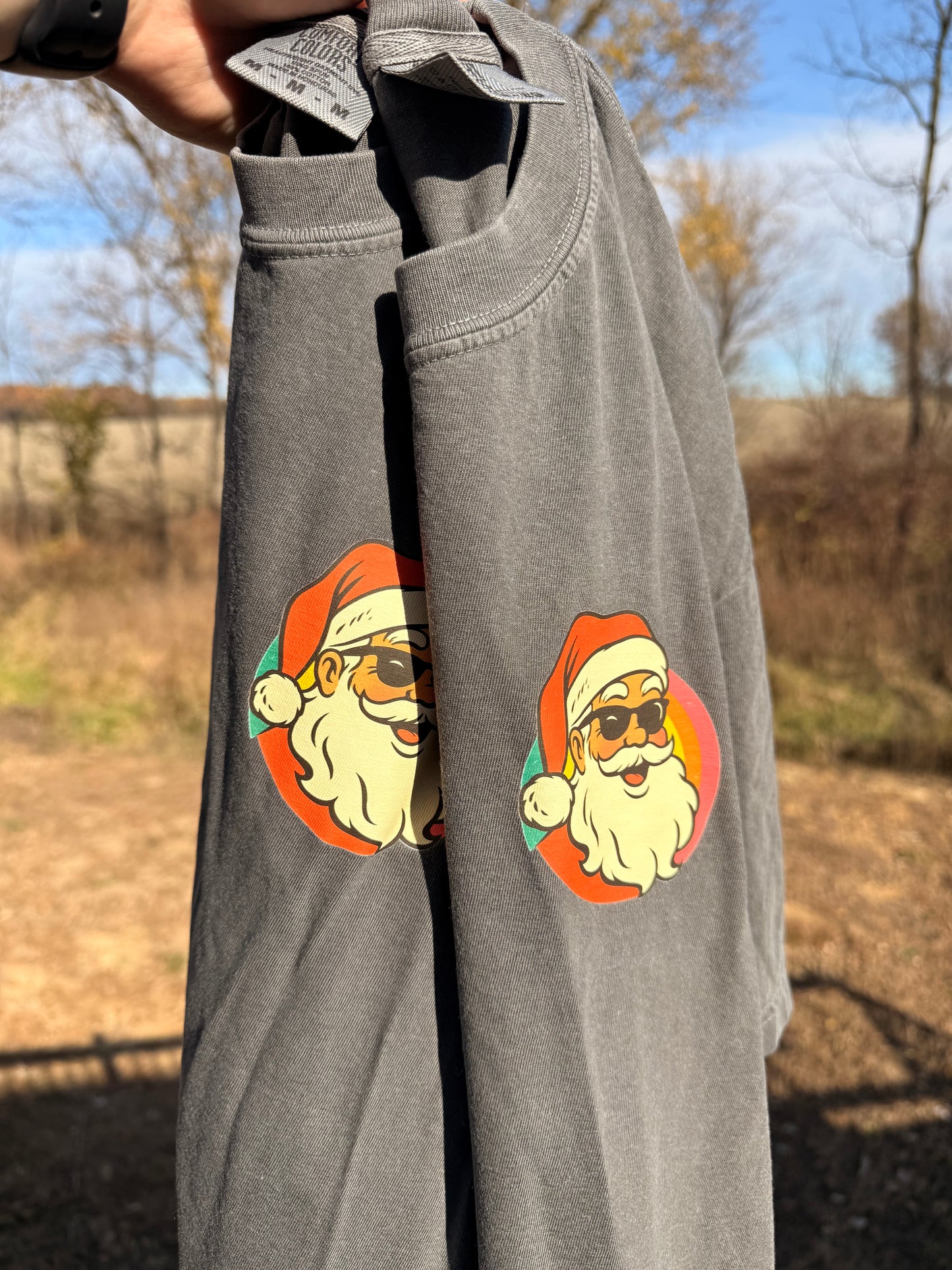 Retro Santa Comfort Colors Tee | Vintage Christmas T-Shirt | Cool Santa Holiday Shirt