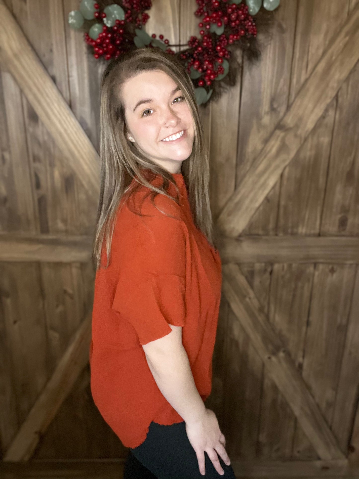 Zenana Breeze Gauze Blouse Copper