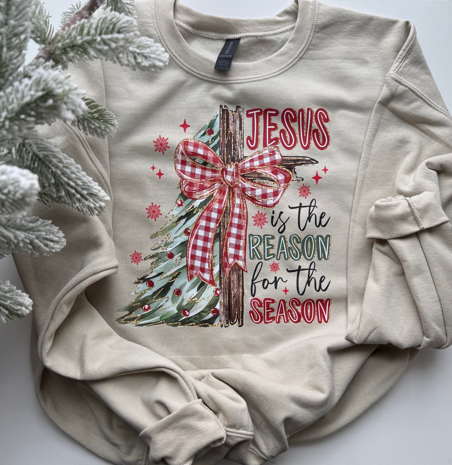 Jesus Is The Reason For The Season Crewneck | Christian Christmas Sweatshirt | Holiday Faith Sweatshirt | Cozy Winter Graphic Pullover