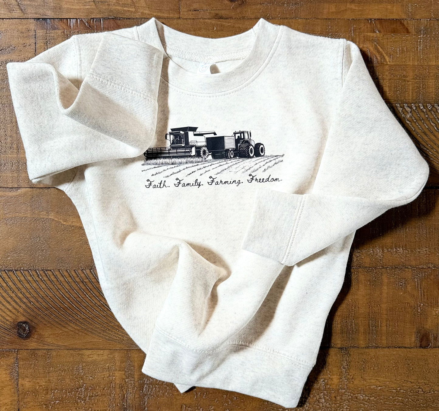 Toddler / Youth Faith • Family • Farming • Freedom Graphic Crewneck