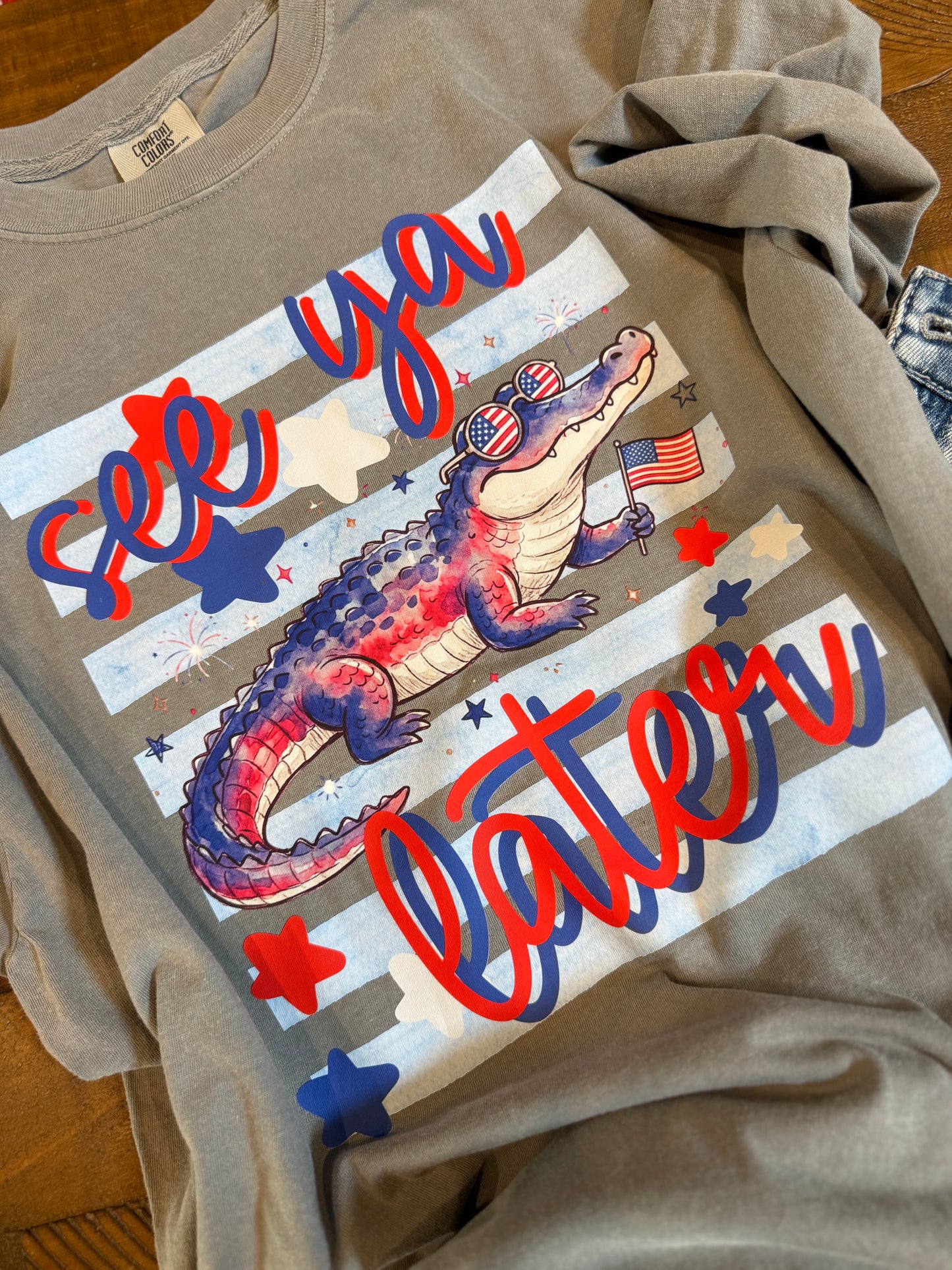See Ya Later Alligator Patriotic Comfort Colors Graphic Tee