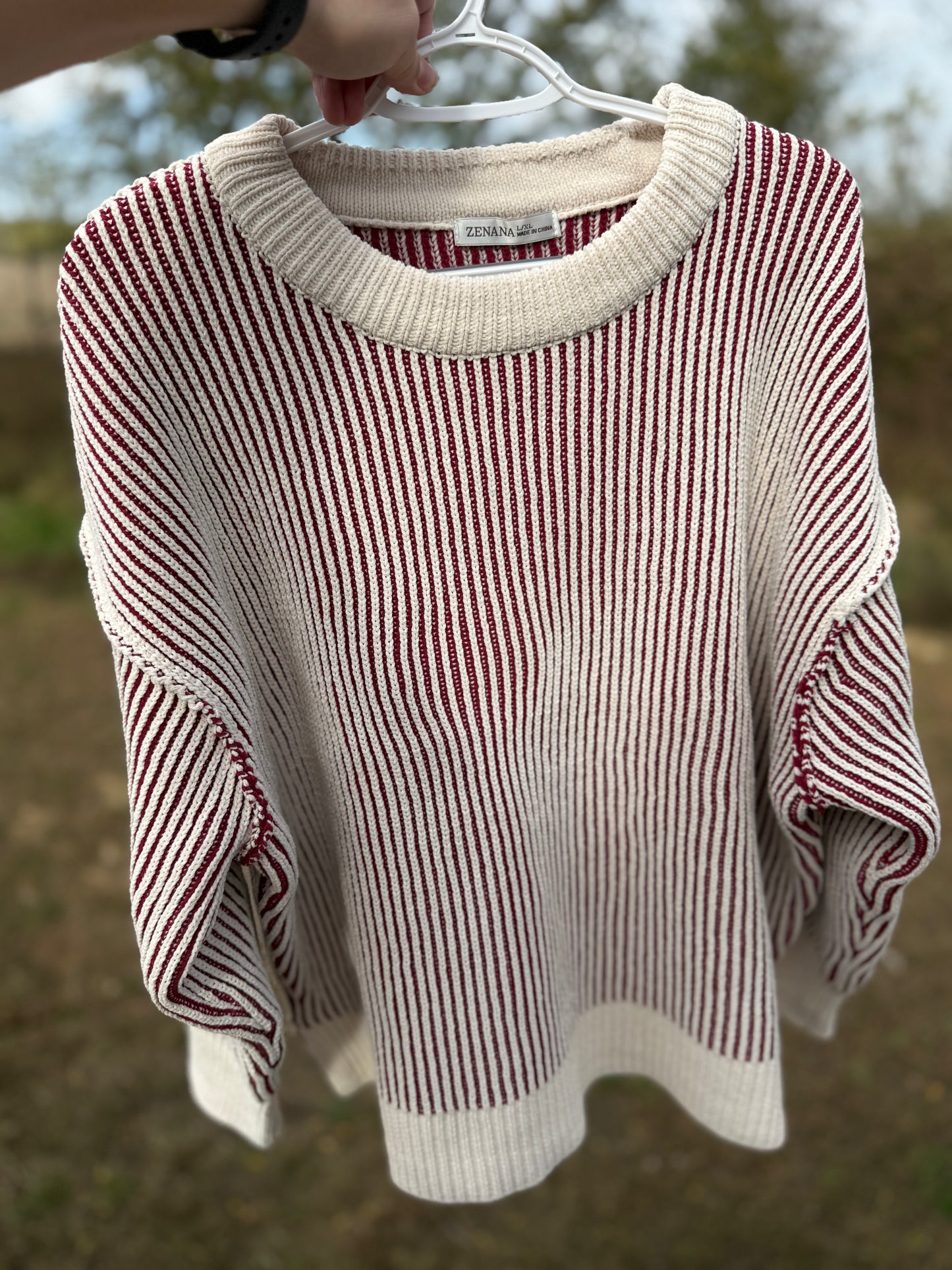 Two Tone Textured Cabernet Sweater