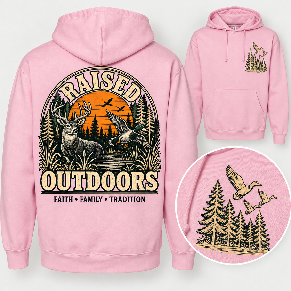 Raised Outdoors Hoodie | Vintage Hunting & Duck Sweatshirt