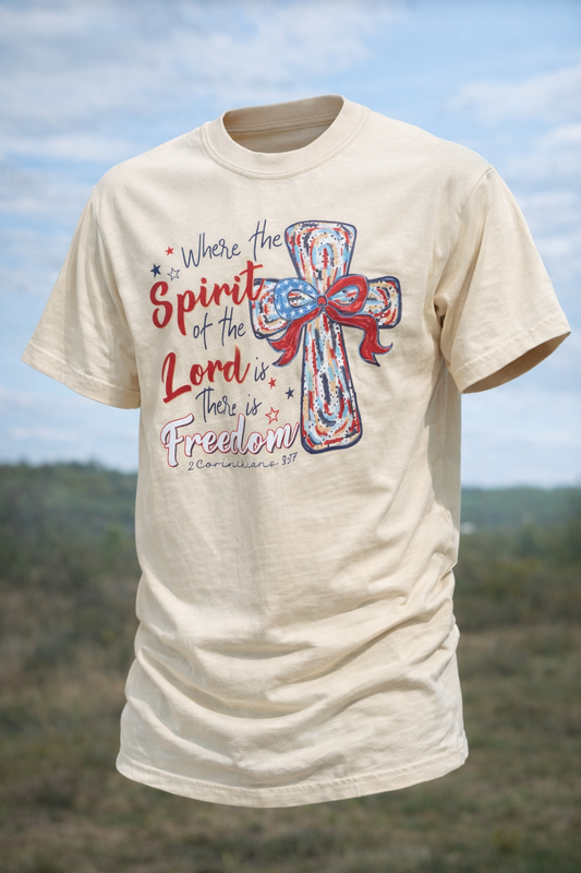 Where the Spirit of the Lord Is Freedom Tee – Patriotic Faith Shirt (Comfort Colors)