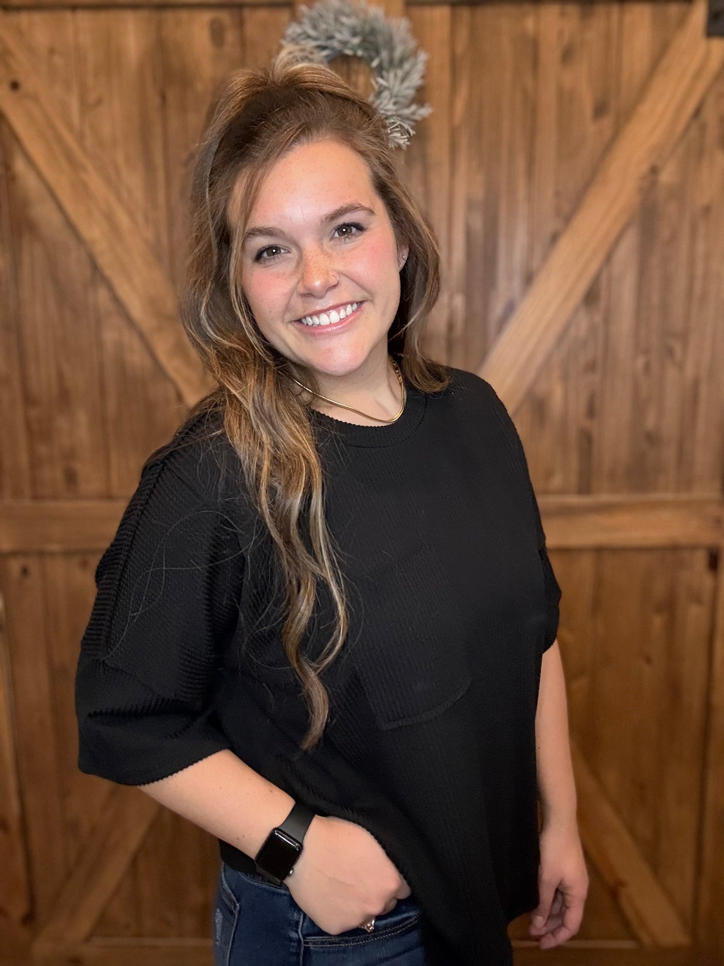 Half Sleeve Relaxed Pocket Blouse