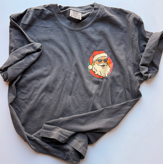 Retro Santa Comfort Colors Tee | Vintage Christmas T-Shirt | Cool Santa Holiday Shirt