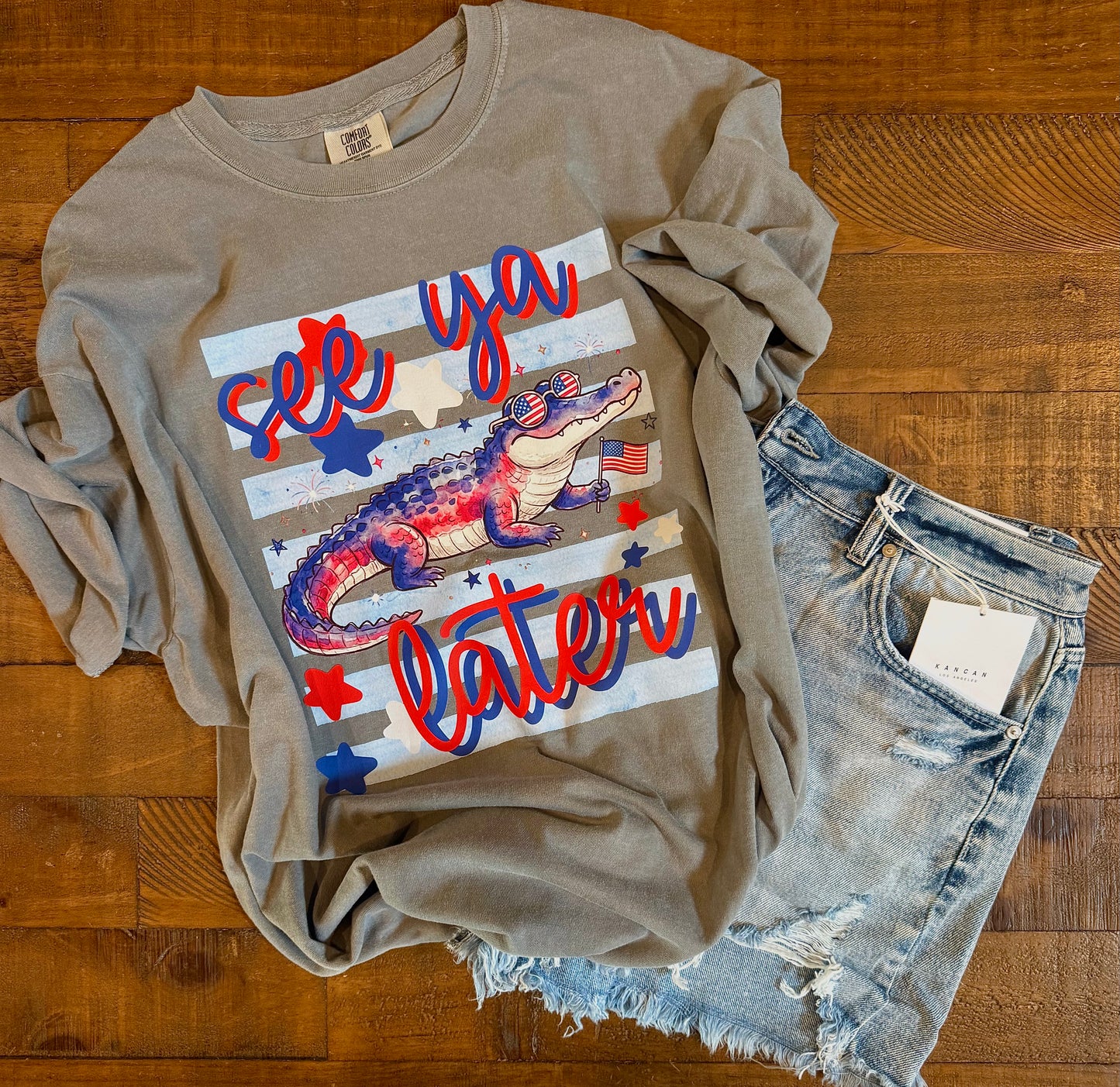 See Ya Later Alligator Patriotic Comfort Colors Graphic Tee