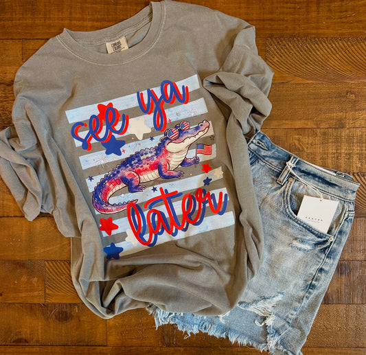 See Ya Later Alligator Patriotic Comfort Colors Graphic Tee
