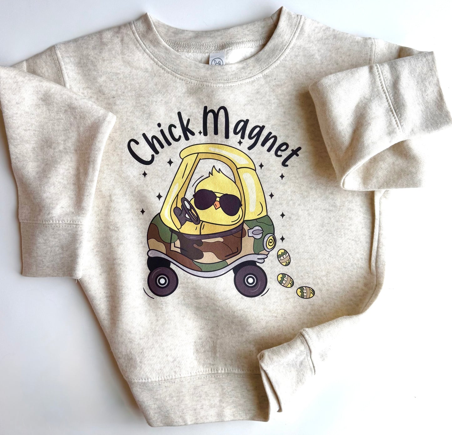 Chick Magnet Toddler & Youth Easter Shirt | Cute Chick Driving Toy Car | Spring Kids Graphic Tee