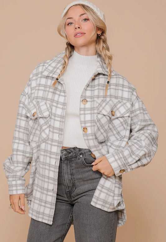 Plaid Print Fleece Shacket