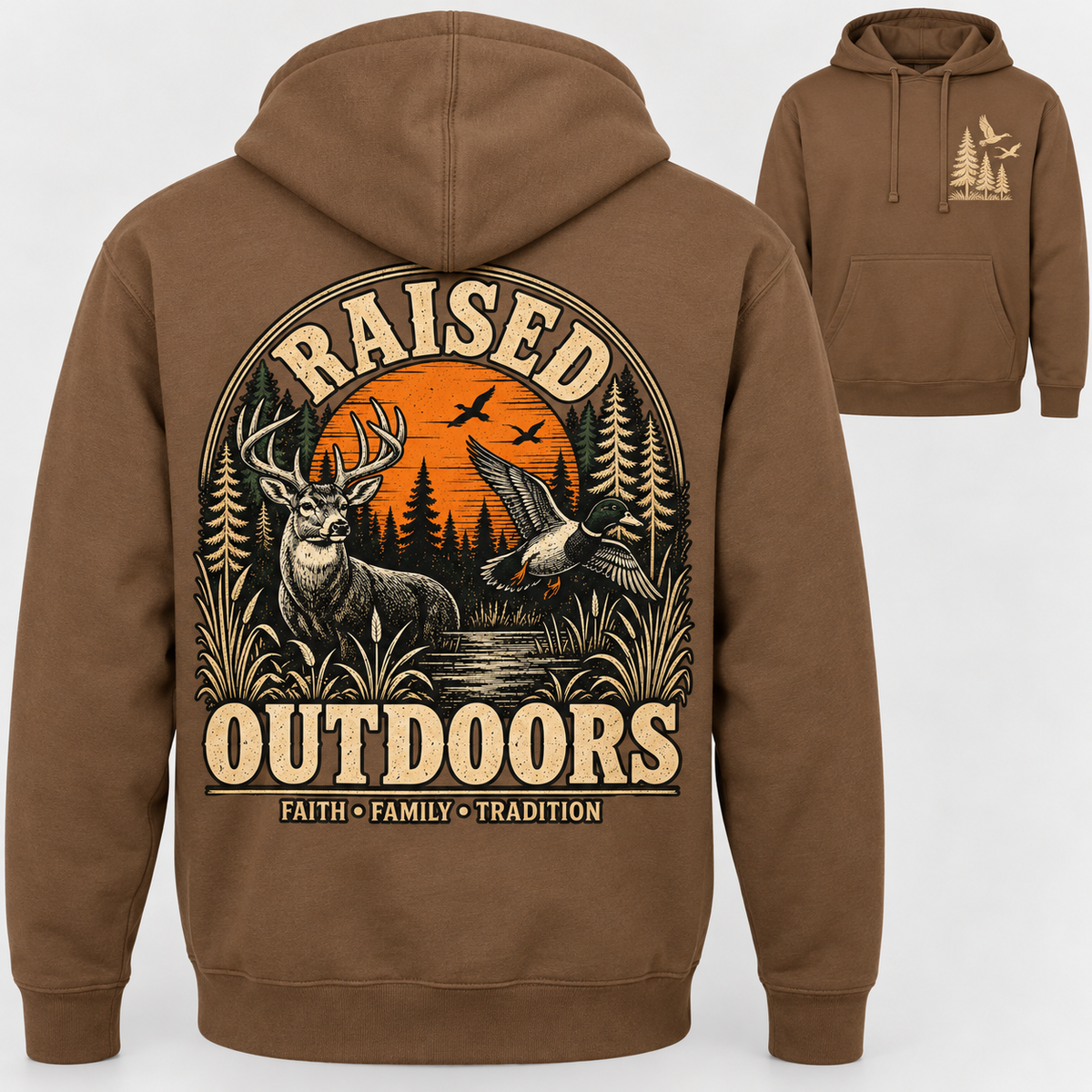 Raised Outdoors Hoodie | Vintage Hunting & Duck Sweatshirt