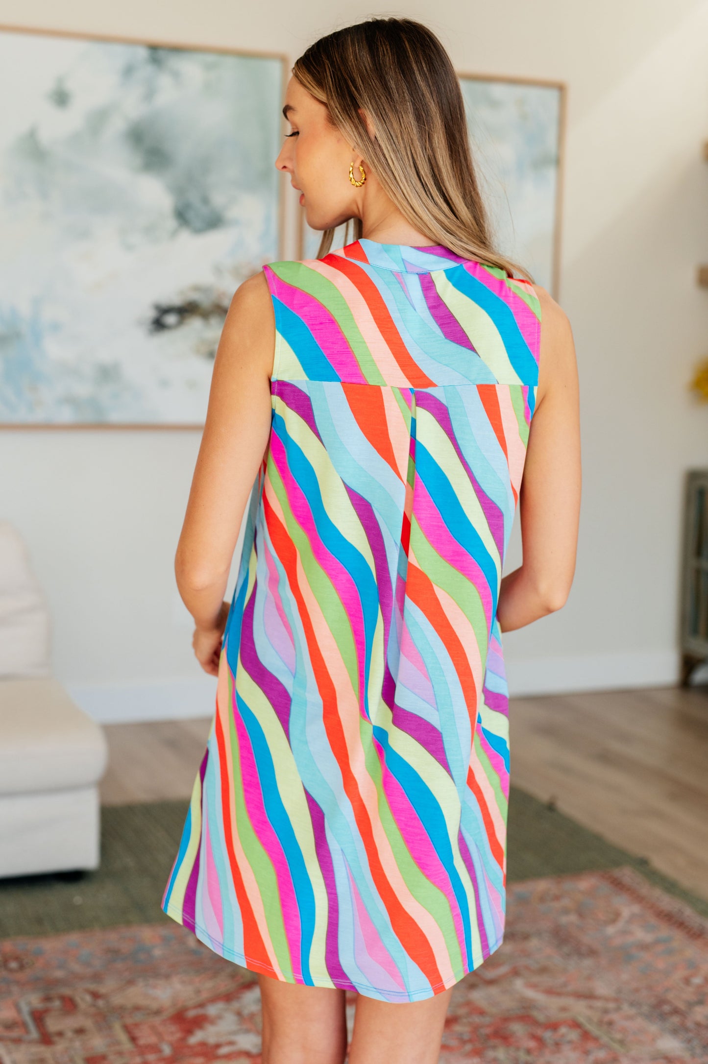 Lizzy Tank Dress in Multi Mod Stripe