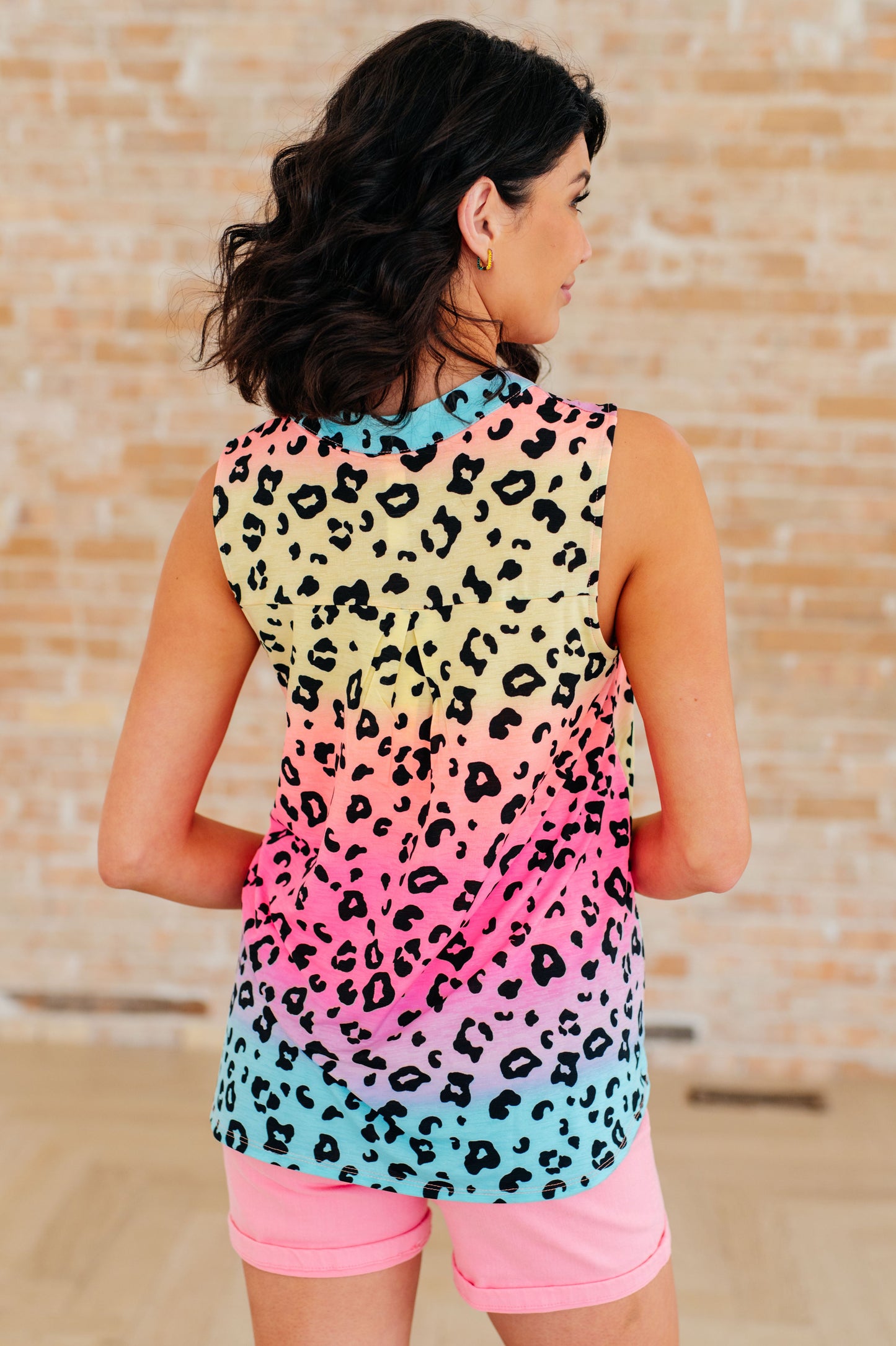 Lizzy Tank Top in Rainbow Leopard