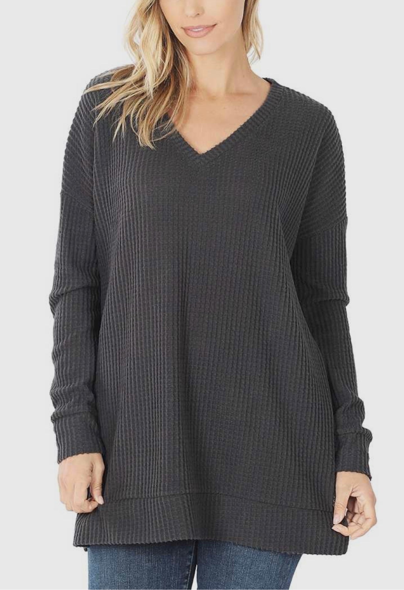 Waffle Long Knit Sweater