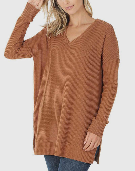 Waffle Long Knit Sweater