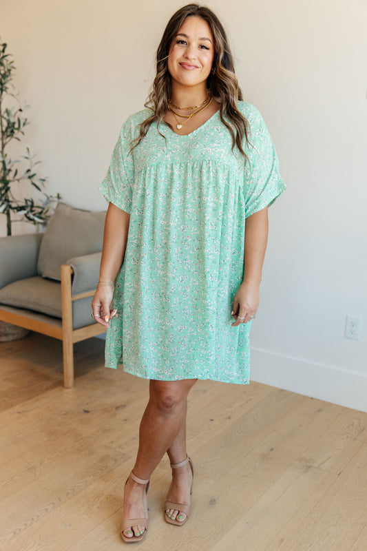 Rodeo Lights Dolman Sleeve Dress in Mint Floral